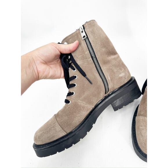 All Saints Dusty Cap Toe Combat Lug Sole Lace Up Brown Boots Size 8 - Picture 3 of 7
